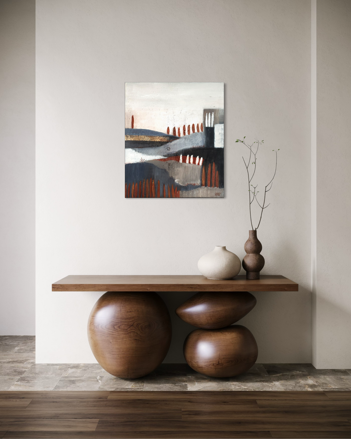 Abstrakte expressive Malerei im Wohnraum von Cornelia Hauch