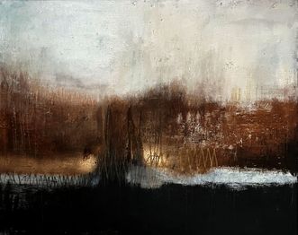Ferne im Nebel Cornelia Hauch 100x80cm abstrakte Landschaftsmalerei