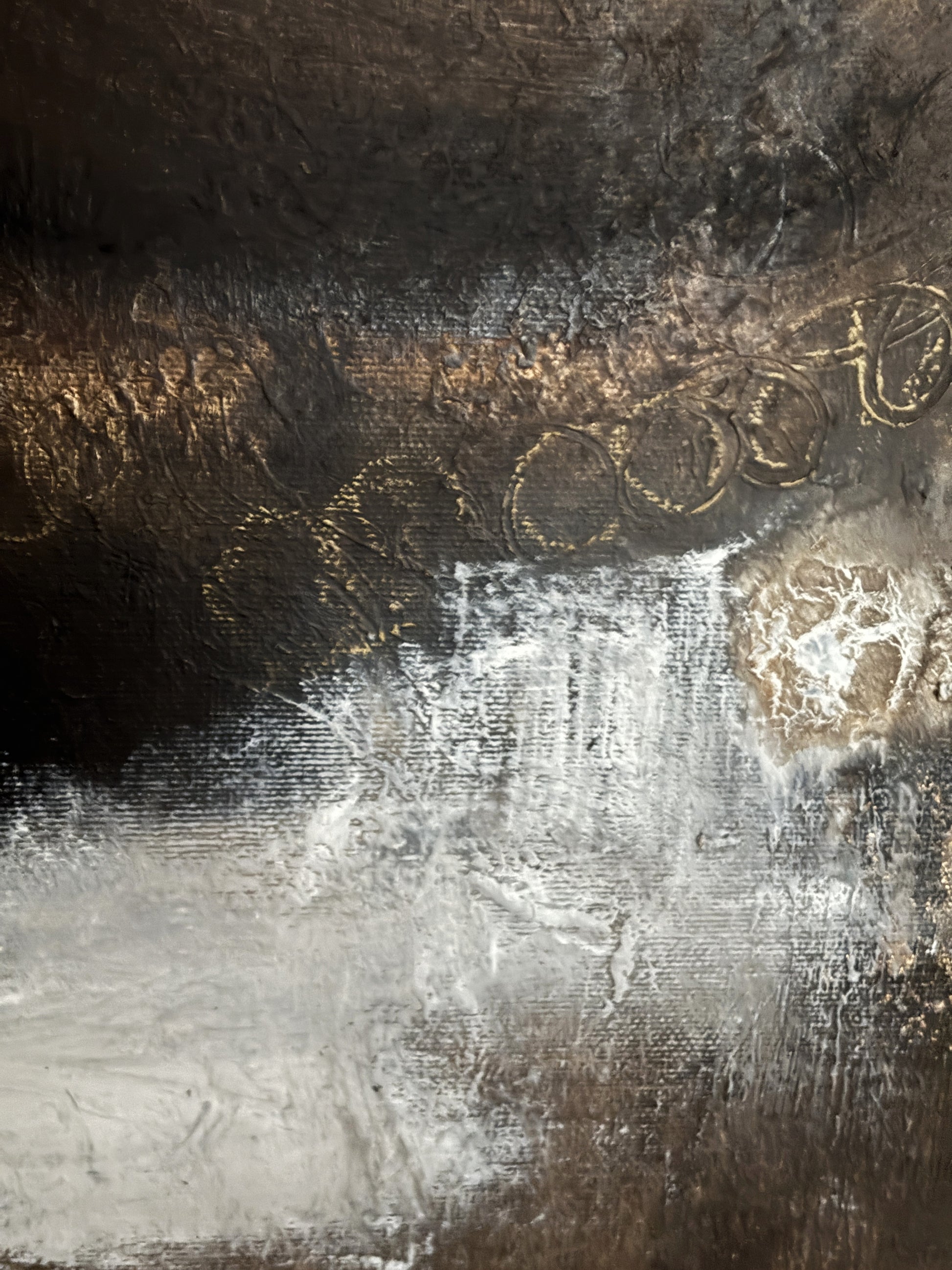 Moderne abstrakte Landschaft mit Struktur, Acryl- und Ölfarben, inspiriert von Licht, Erde und Weite.