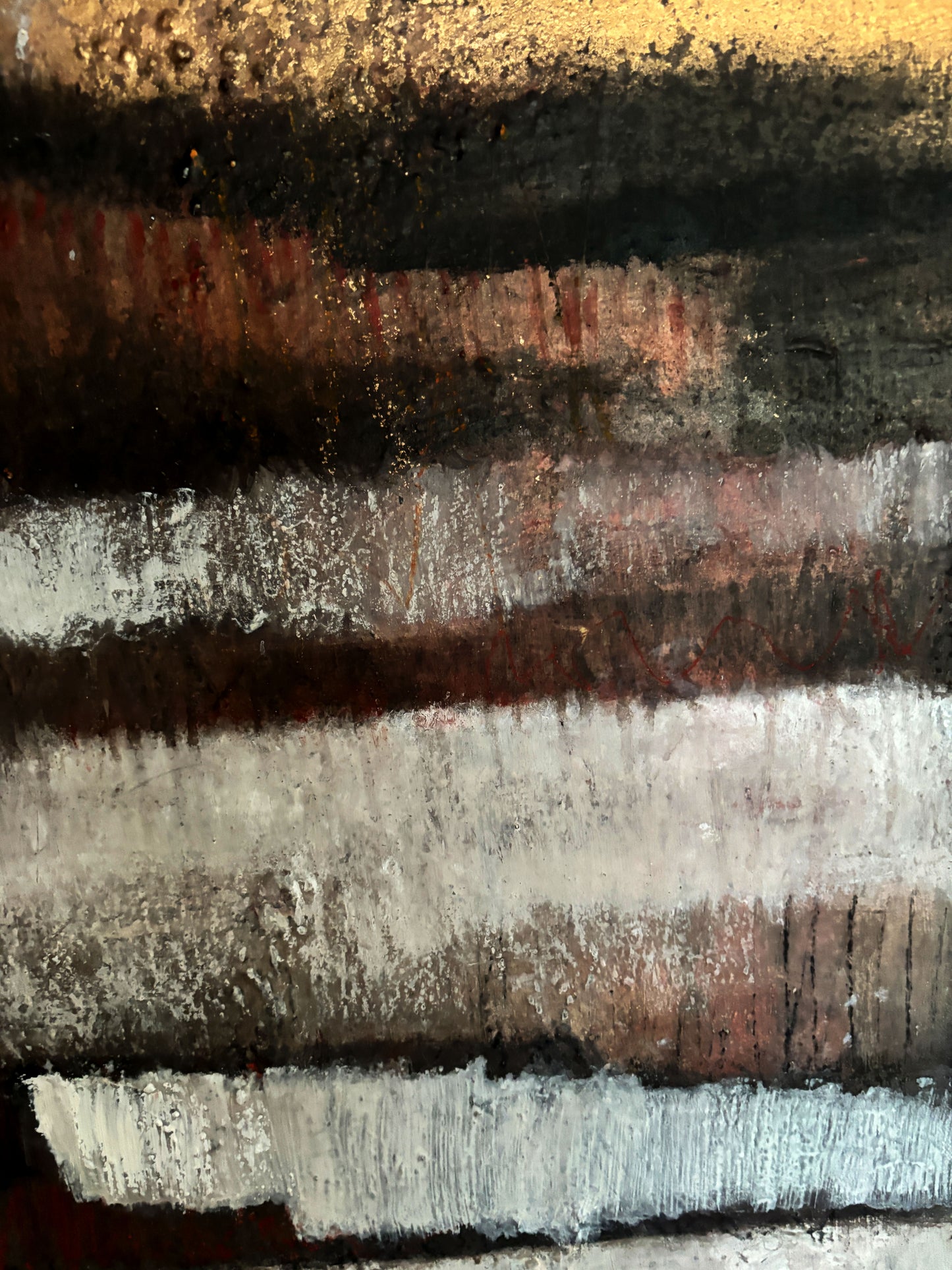 Strukturiertes Gemälde in Naturtönen – Erdschichten wie gewachsene Zeit