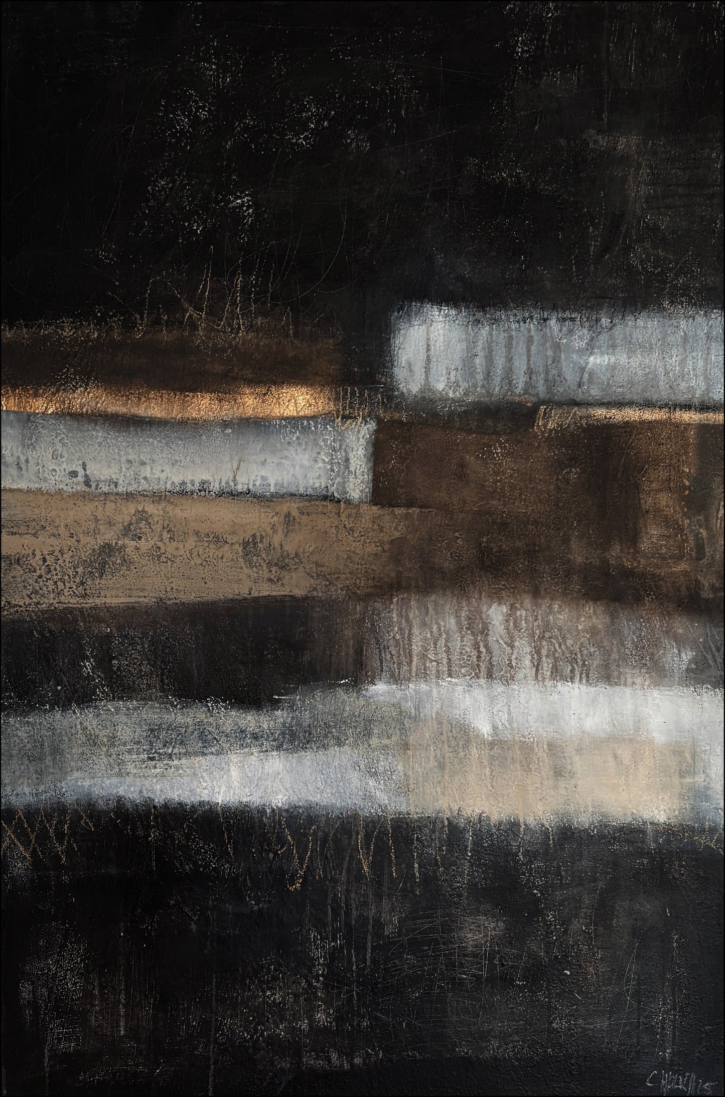 Abstraktes Originalgemälde „Erdzeit“ 120x80 cm mit Erdschichten, Struktur und erdiger Farbwelt auf Leinwand.