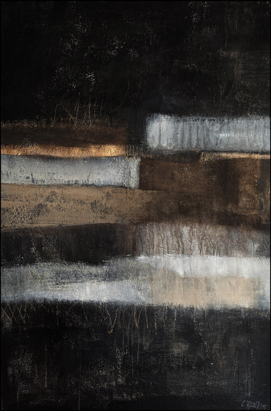 Abstraktes Originalgemälde „Erdzeit“ 120x80 cm mit Erdschichten, Struktur und erdiger Farbwelt auf Leinwand.