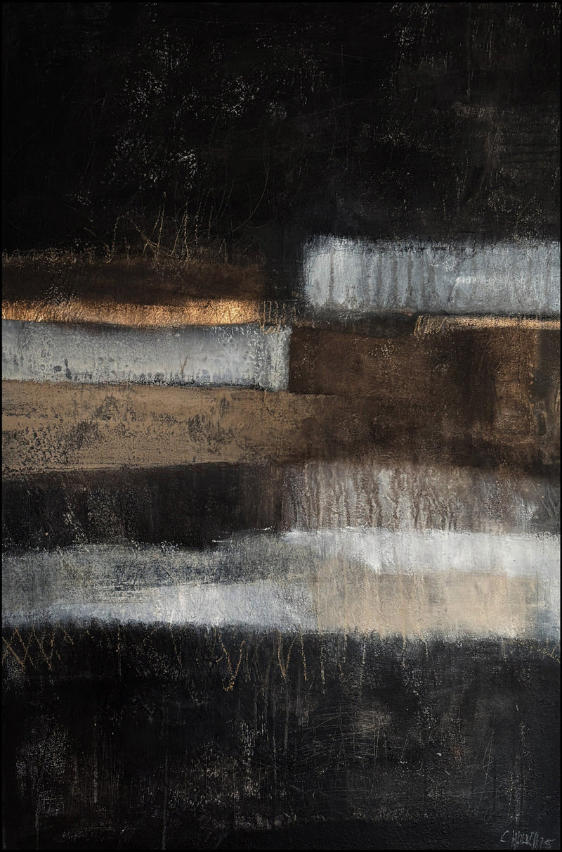 Abstraktes Originalgemälde „Erdzeit“ 120x80 cm mit Erdschichten, Struktur und erdiger Farbwelt auf Leinwand.