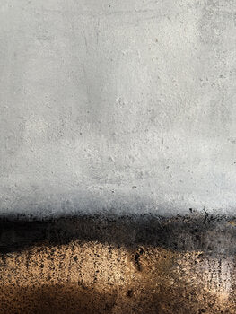 Künstlerisches Wandbild mit fühlbarer Oberfläche, Mixed Media Kunst aus Erde, Asche und Ölfarben, moderne Raumgestaltung.