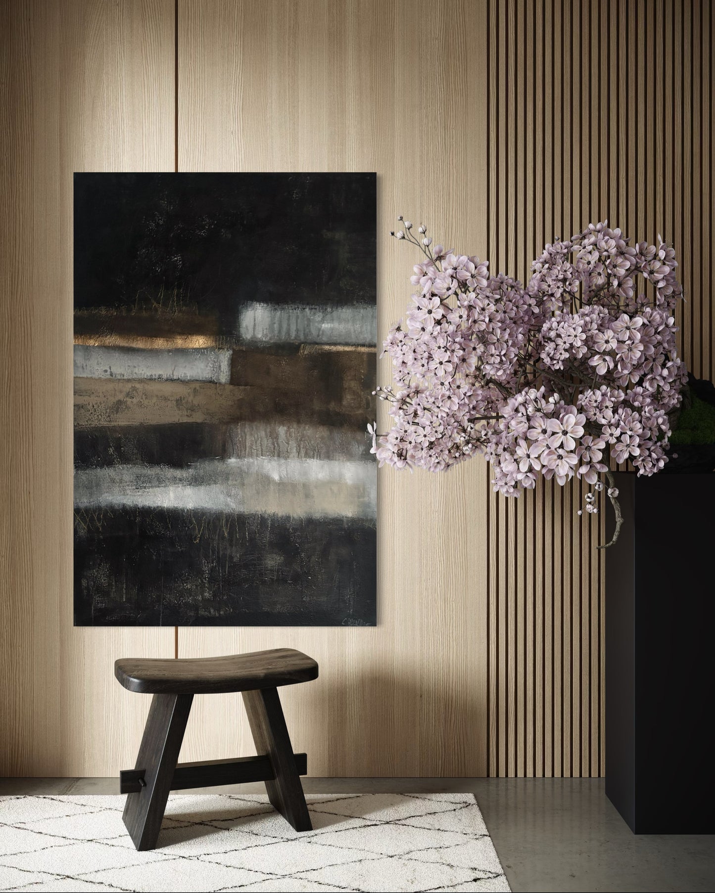 Abstraktes Gemälde „Erdzeit“ mit erdiger Oberfläche, Schichtmalerei und zeitloser, ruhiger Ausstrahlung.