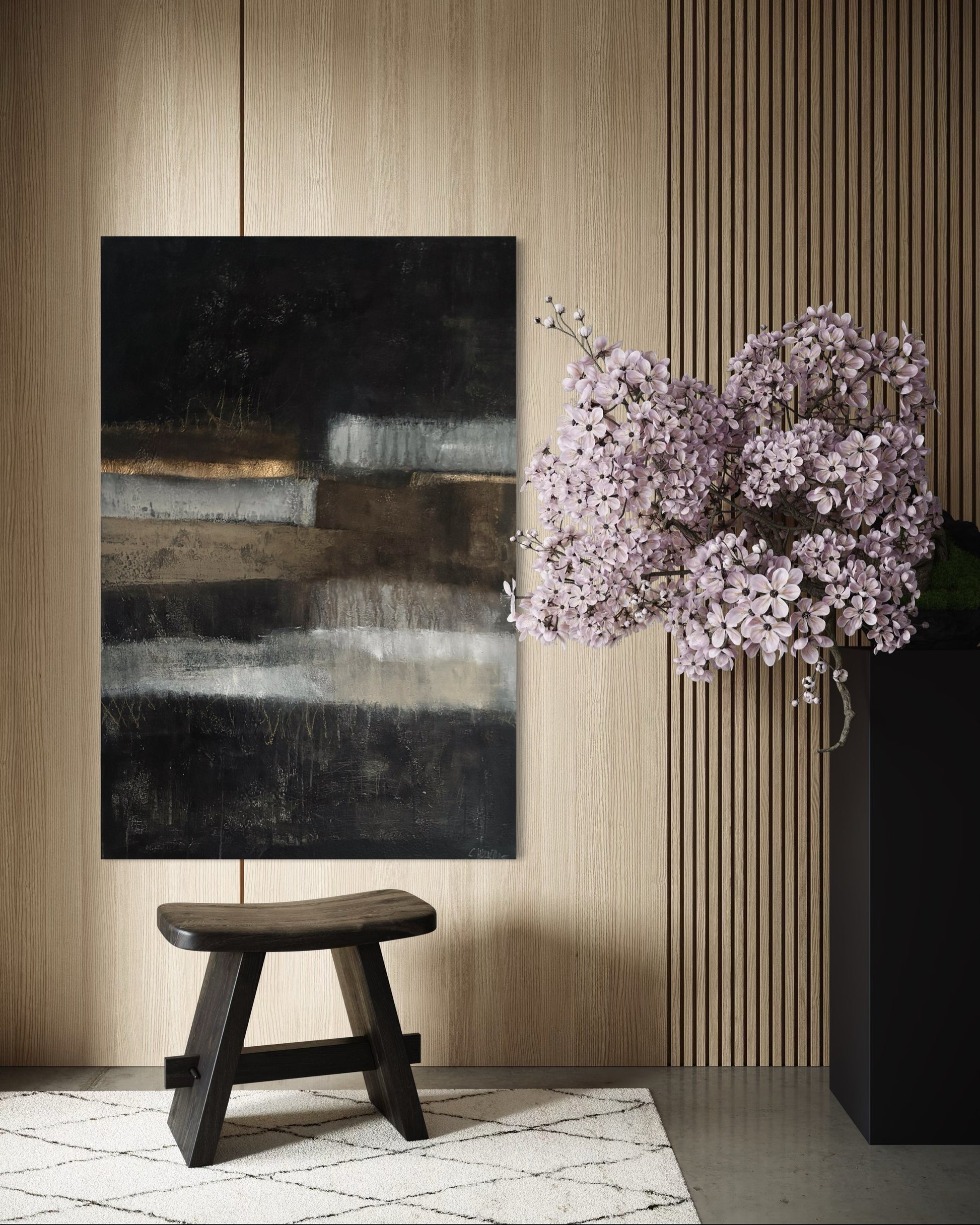 Abstraktes Gemälde „Erdzeit“ mit erdiger Oberfläche, Schichtmalerei und zeitloser, ruhiger Ausstrahlung.