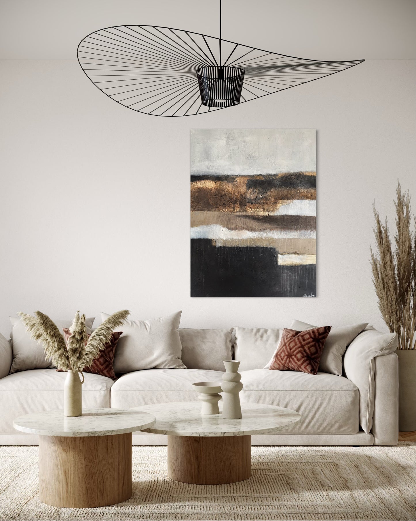 Strukturiertes abstraktes Originalgemälde mit geologischer Oberfläche, natürliche Materialien in mehreren Schichten auf Leinwand, moderne Wandkunst, auf Keilrahmen gespannt.