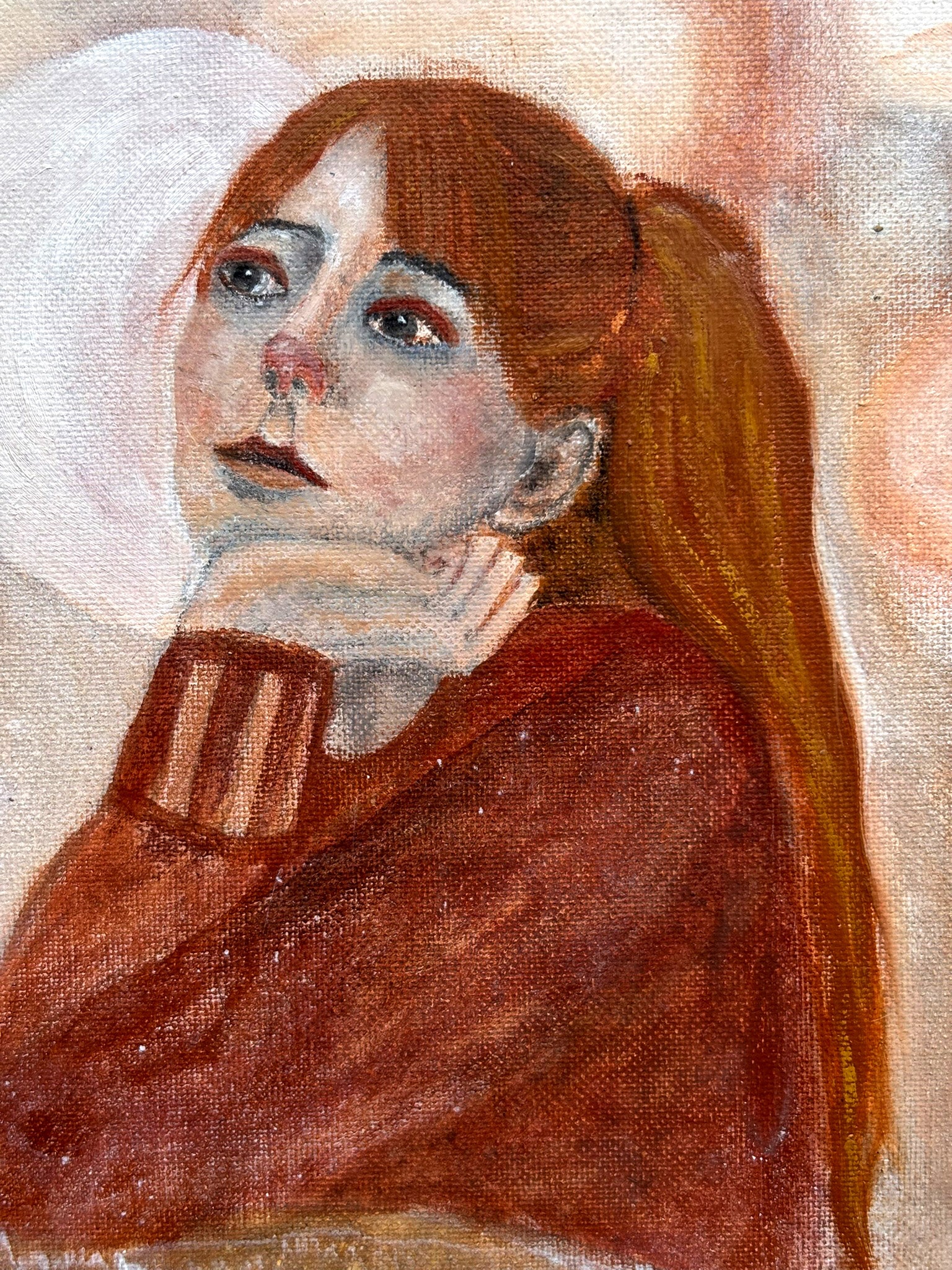 Kunstwerk in erdigen Farbtönen, das einen ruhigen, träumerischen Zustand zeigt