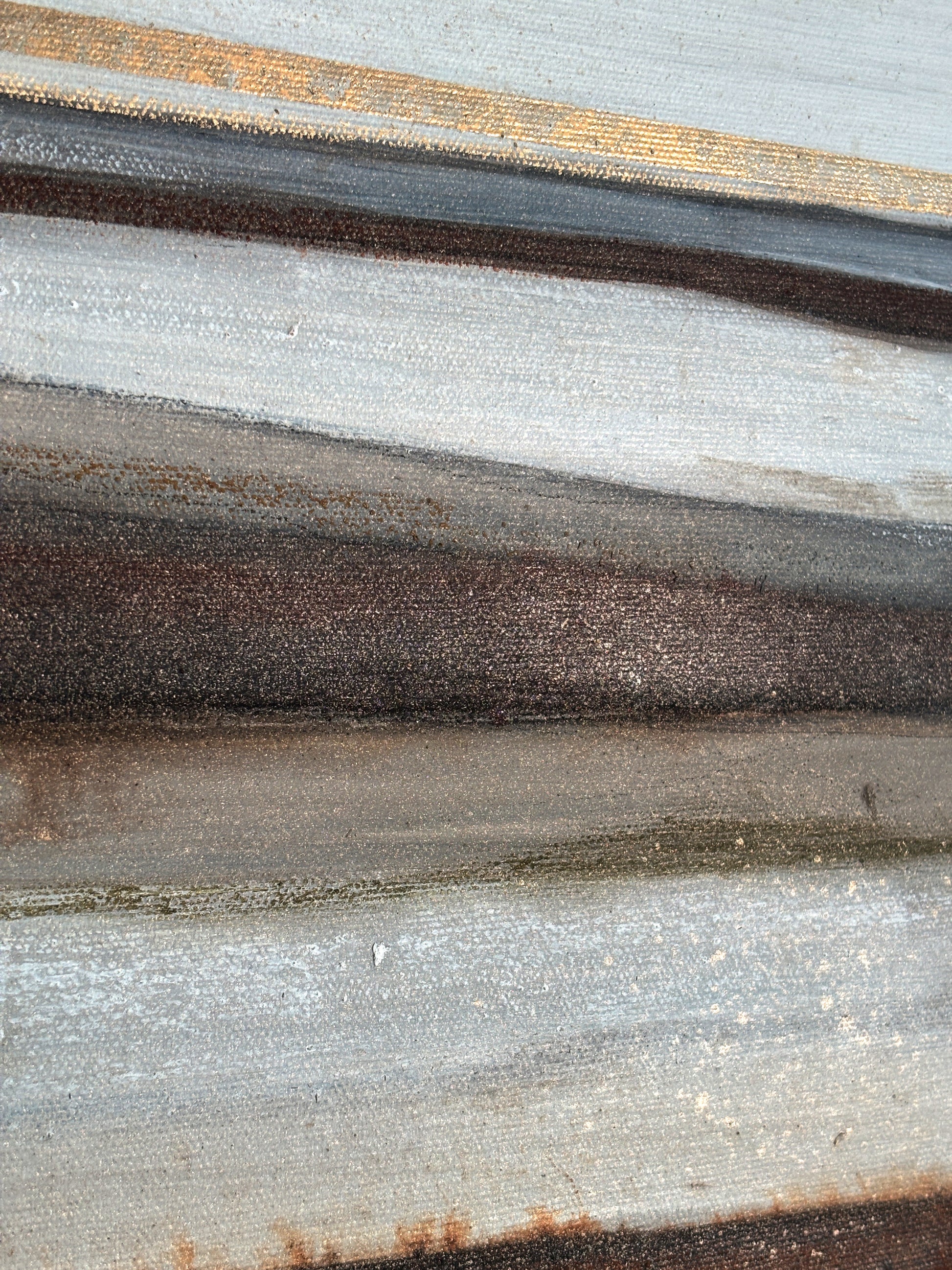 Großformatiges abstraktes Winterbild mit stiller Weite, Acryl- und Ölfarben, zeitgenössische Kunst.