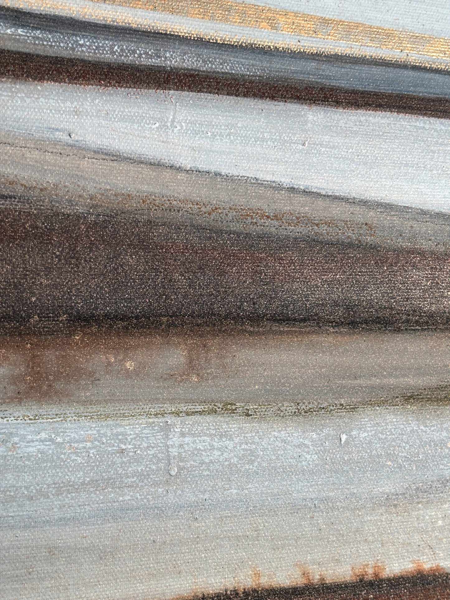 Abstrakte Felder im Winter, strukturierte Malerei mit Acryl und Öl, ruhige Naturtöne, Originalkunstwerk.