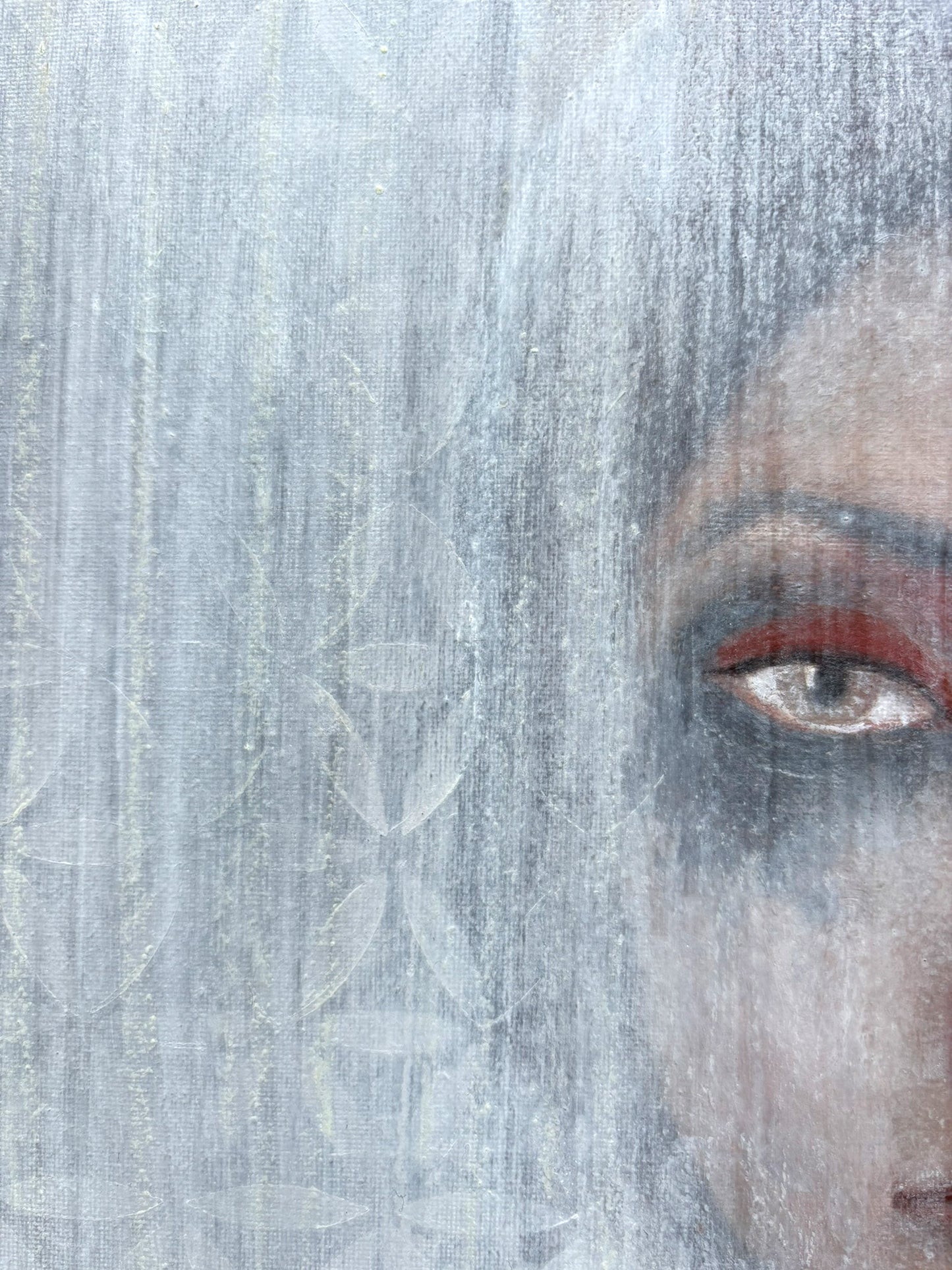 Abstraktes Frauenporträt mit auflösenden Formen und ruhiger, emotionaler Wirkung