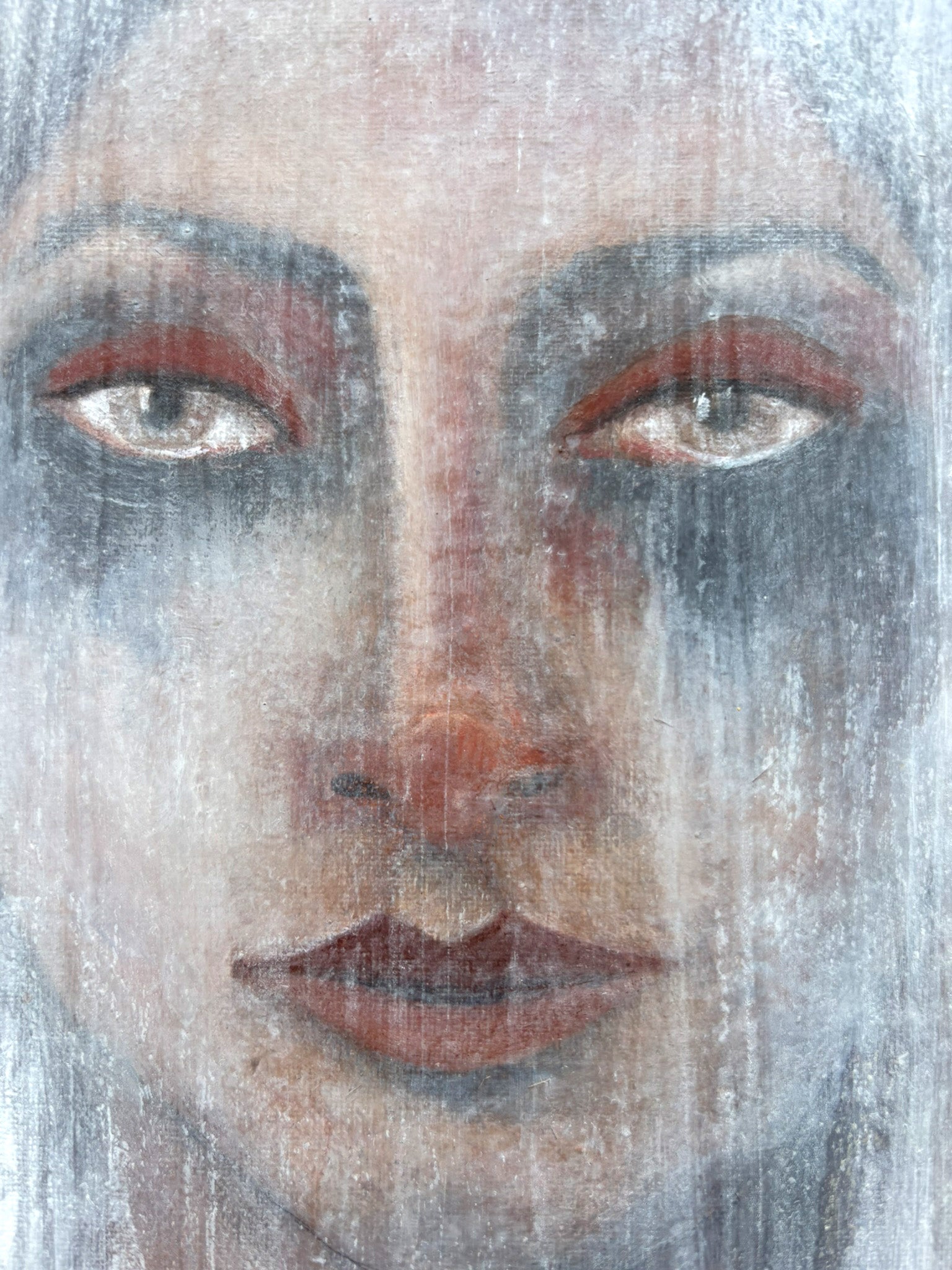 Originalkunst auf Leinwand mit ruhiger Figur im Prozess des Verschwindens