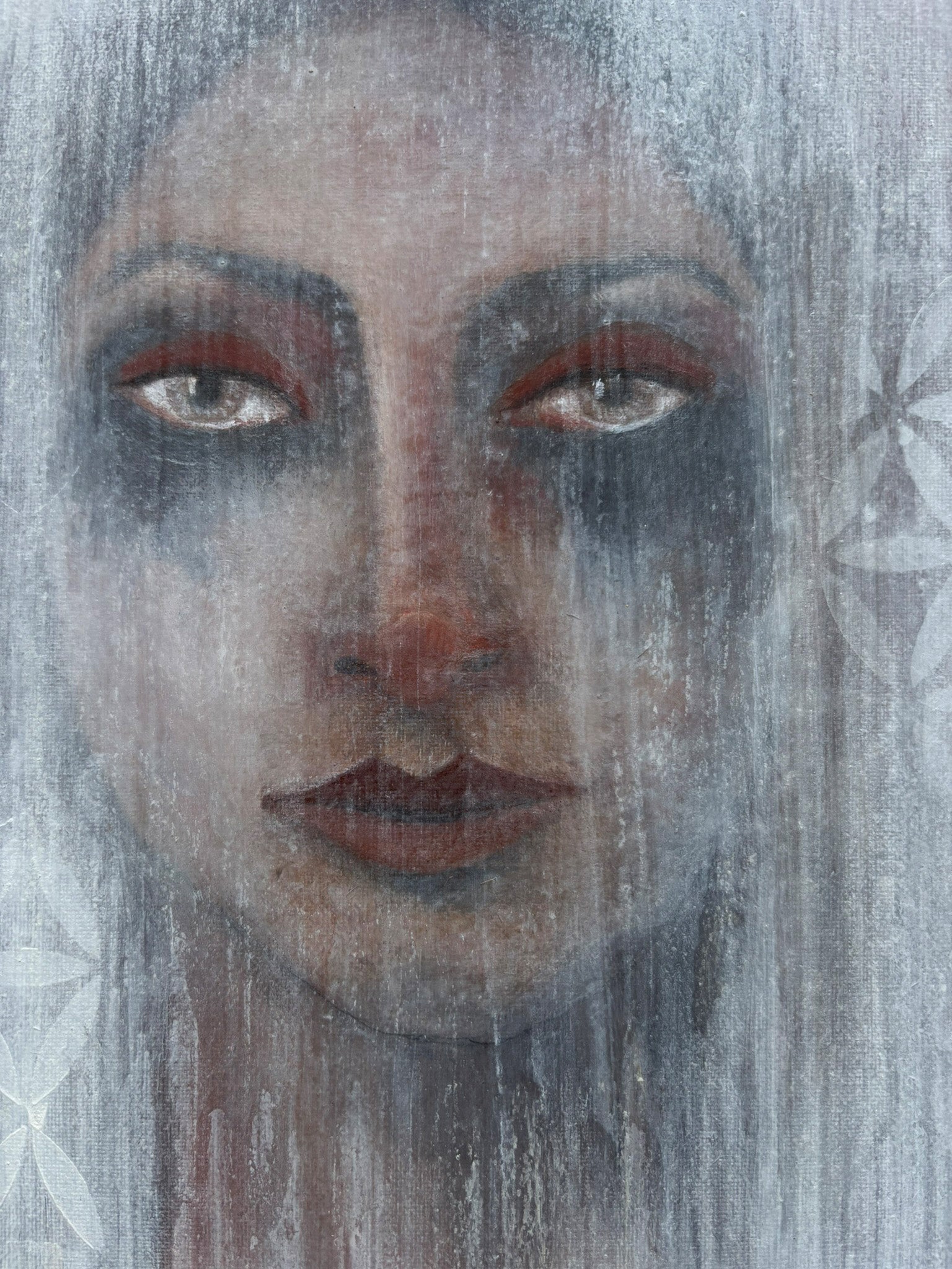 Abstraktes Frauenporträt mit auflösenden Konturen und ruhiger, emotionaler Wirkung