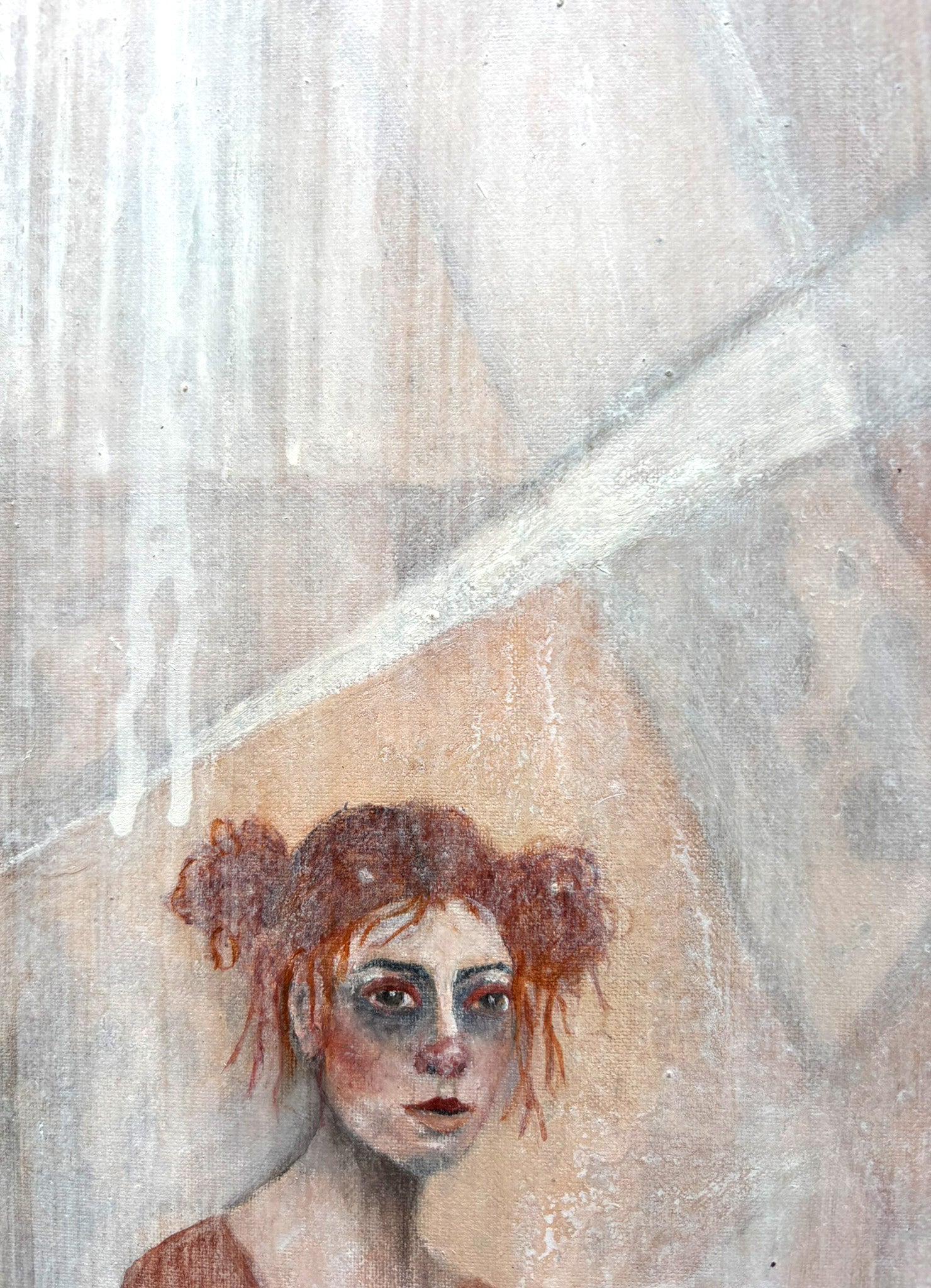 Handgemaltes Bild mit kleiner Figur und Gefühl von Weite und Stille