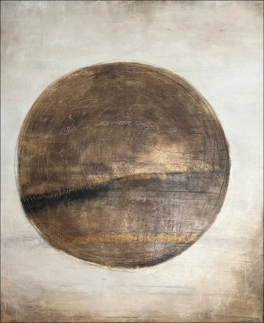 Abstraktes Ölgemälde mit Strukturpaste 120x100 cm Beige Braun.