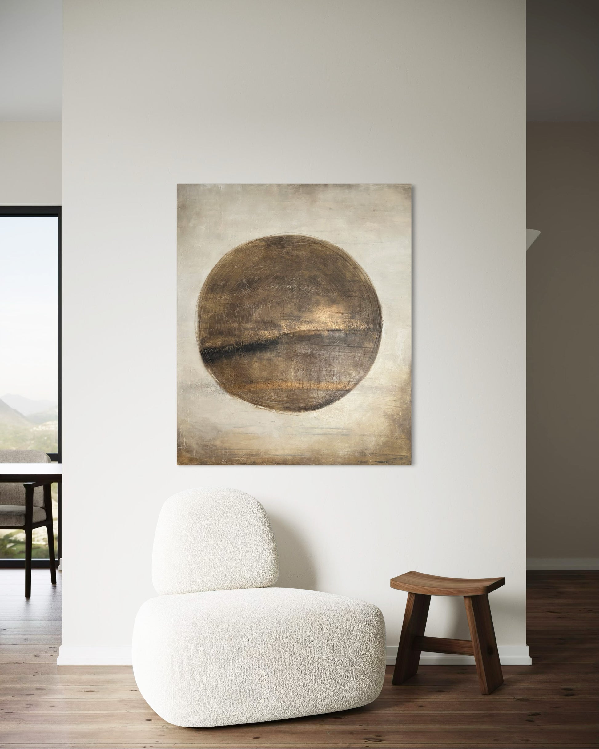 Wanddekoration Schlafzimmer beruhigendes Ölgemälde in Naturtönen.