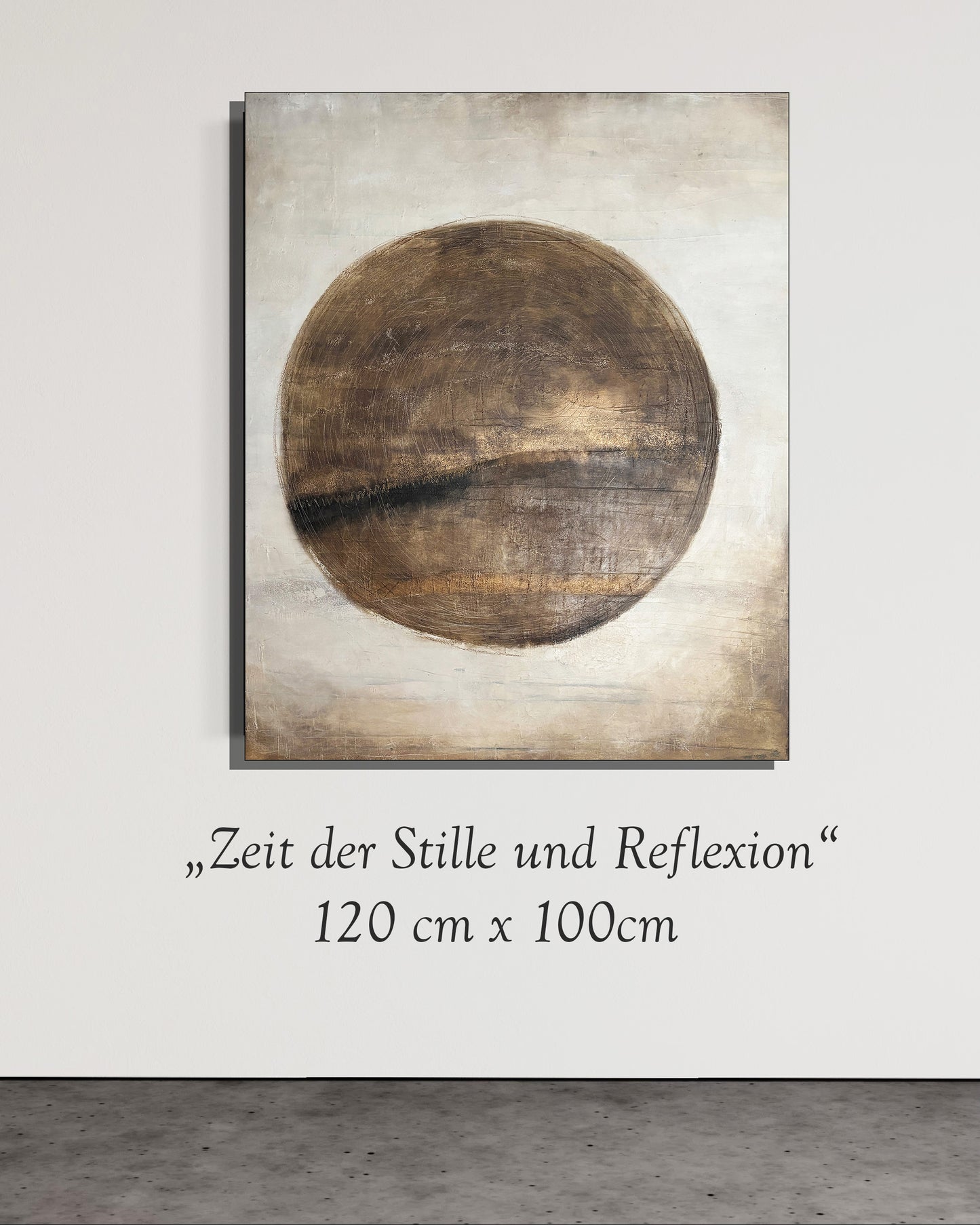 Abstrakte Kunst in Beige und Anthrazit für skandinavischen Wohnstil.