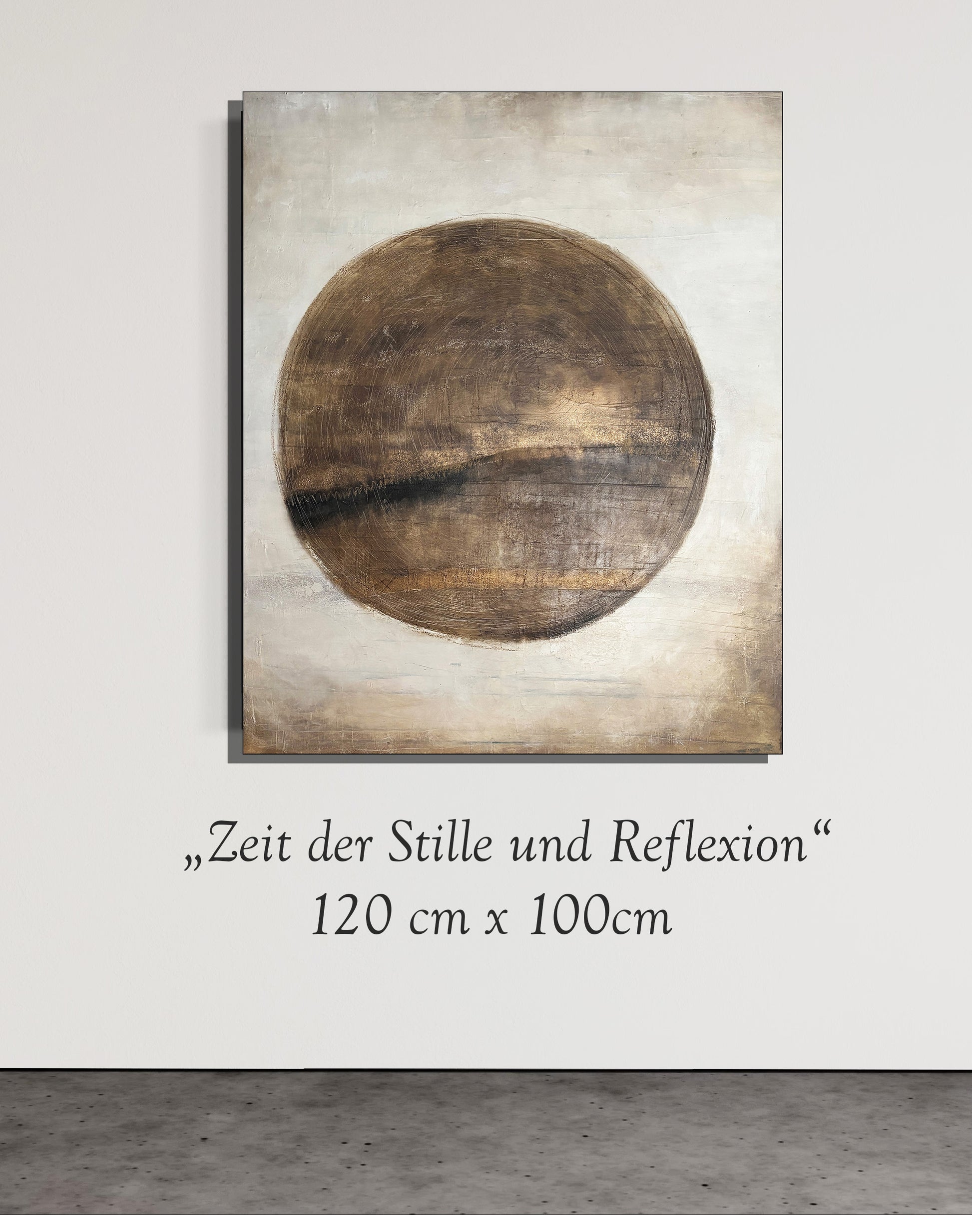 Abstrakte Kunst in Beige und Anthrazit für skandinavischen Wohnstil.