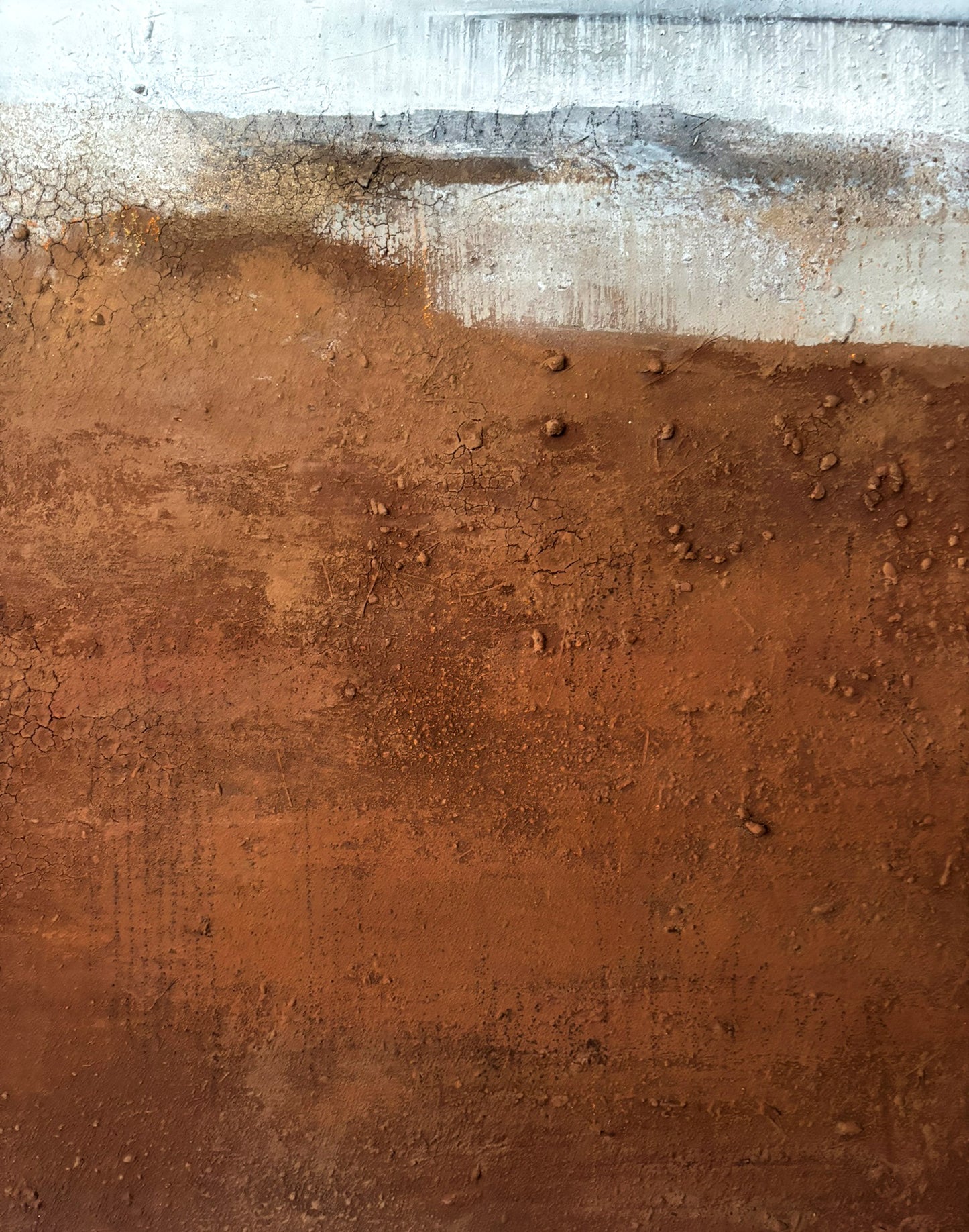 Abstrakte Kunst Am Pinienstrand 120x120 cm rote Erde Kroatien.