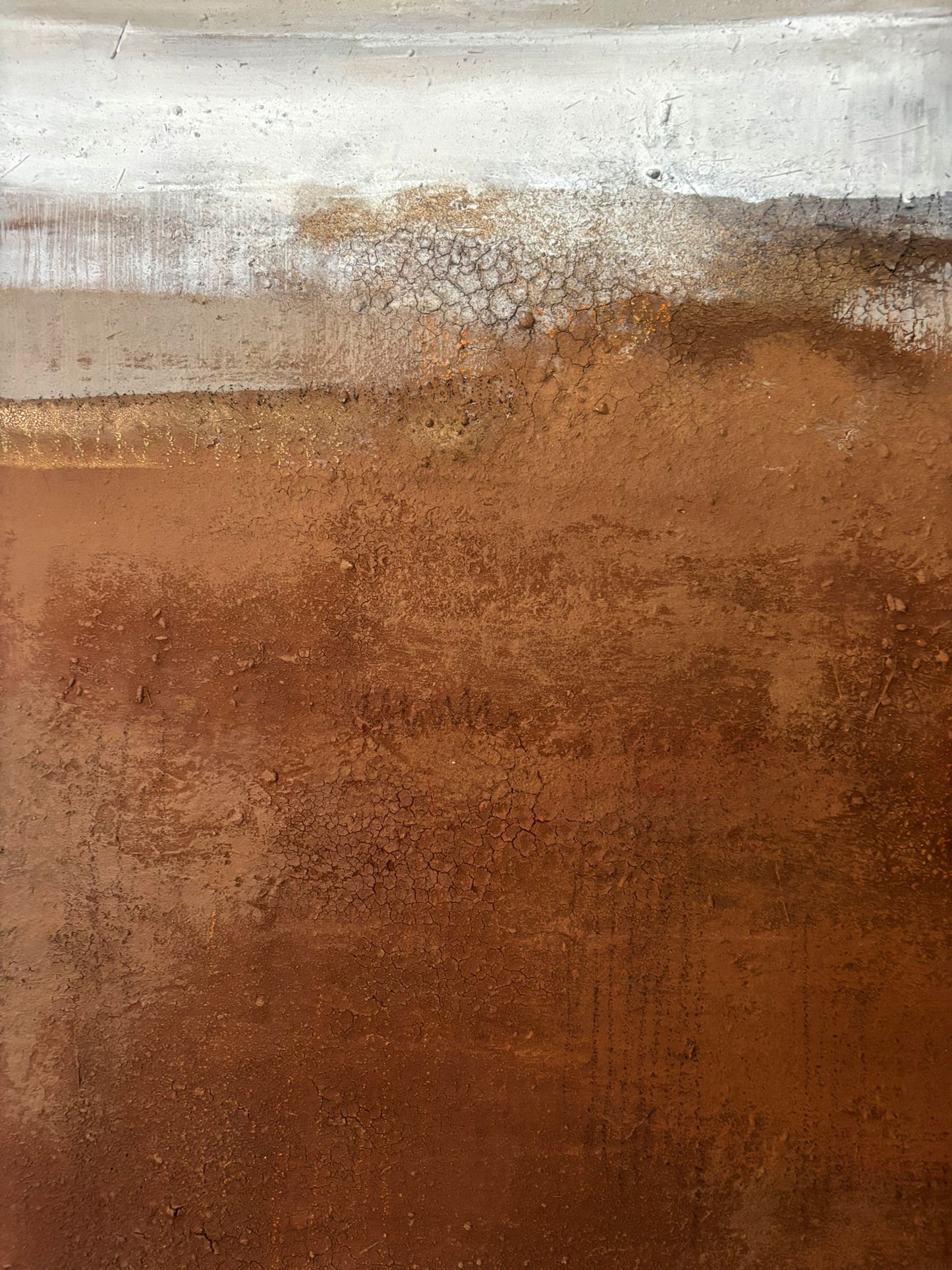 Großformatige Wandkunst in Erdtönen für moderne Wohnzimmer 120x120 cm.