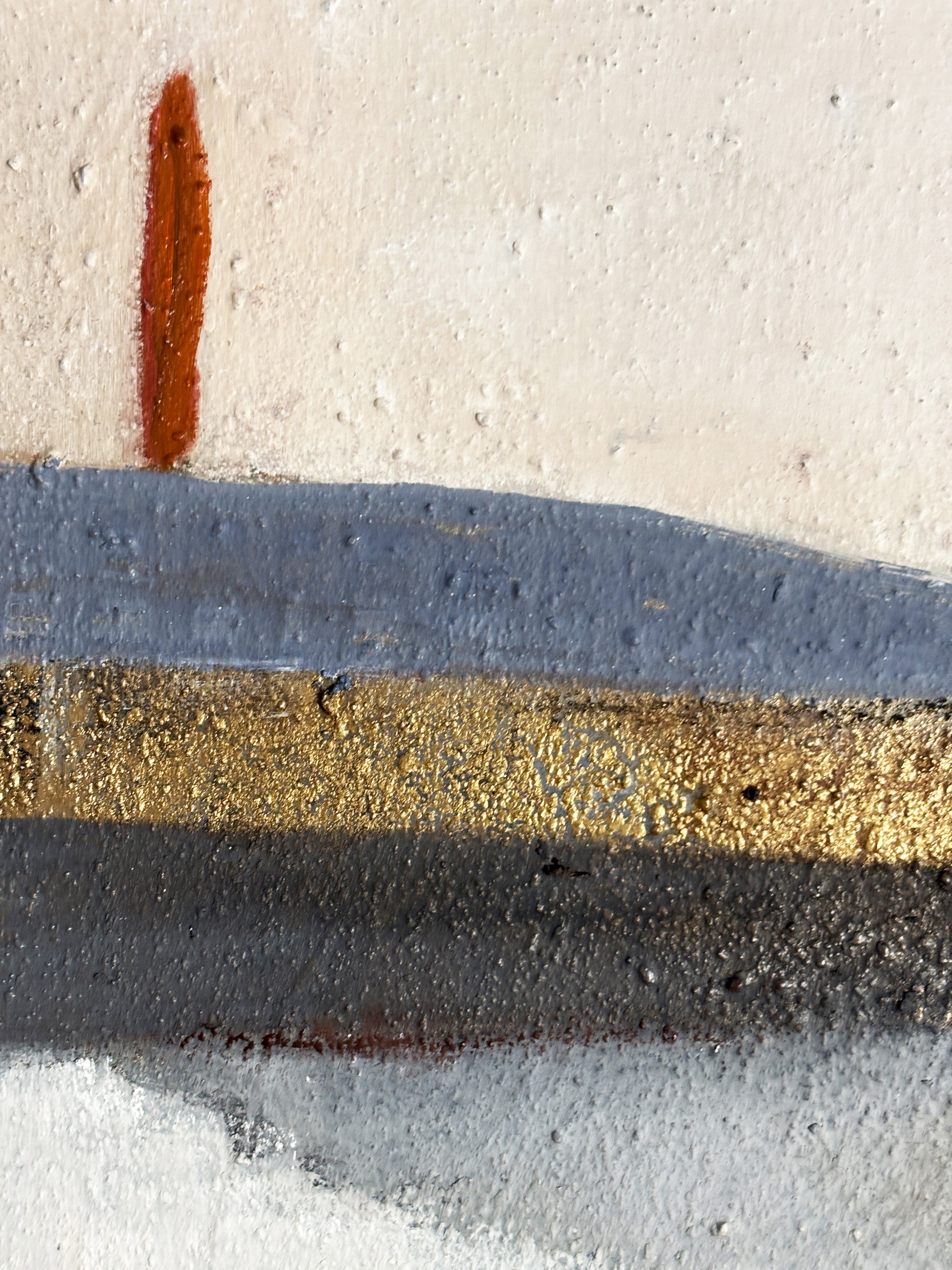 Abstrakte Malerei mit südlicher Atmosphäre, ruhiger Farbigkeit und lebendiger Oberfläche