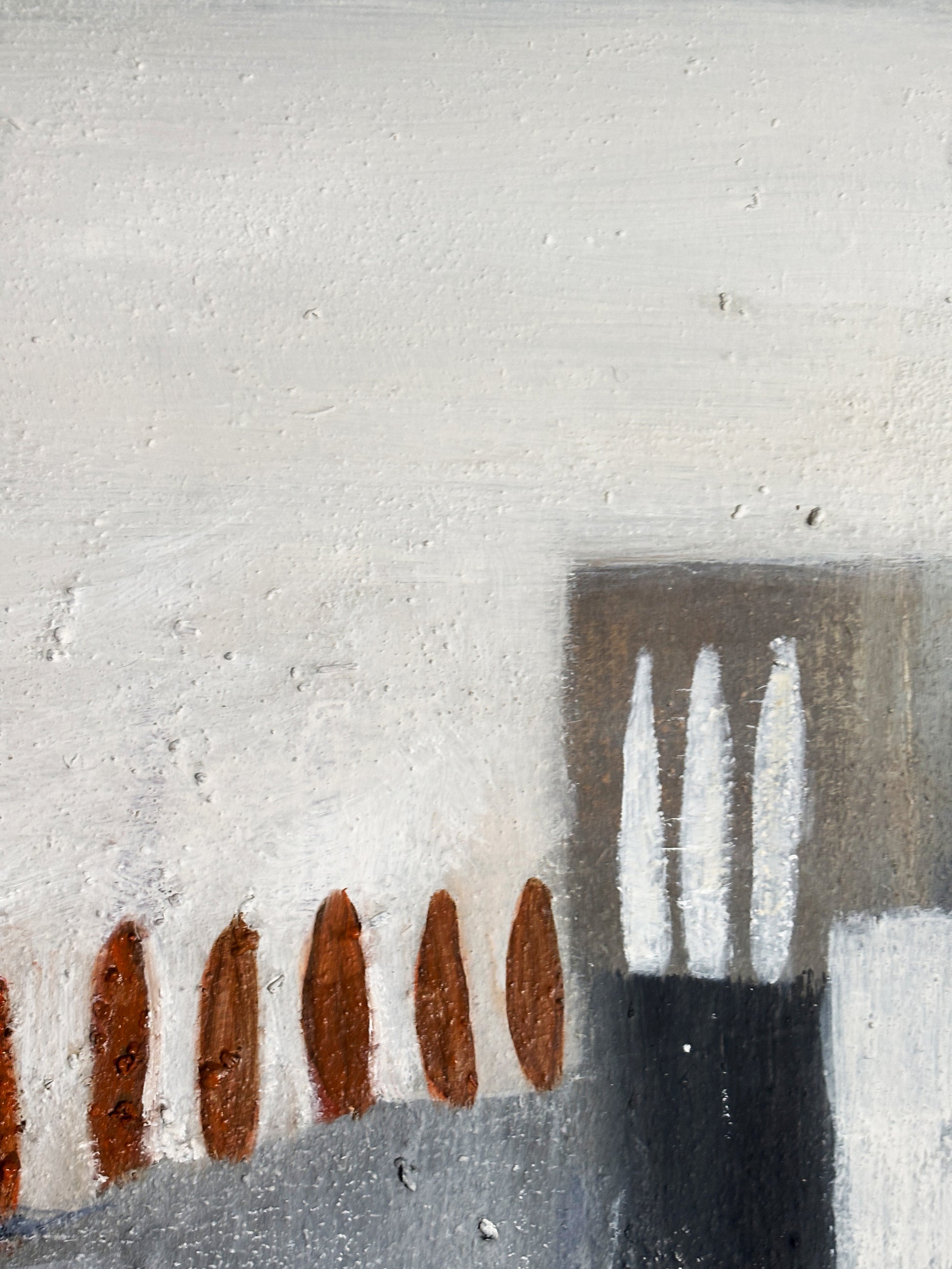 Mediterran inspiriertes Originalgemälde mit ruhiger Balance zwischen Erde und Himmel