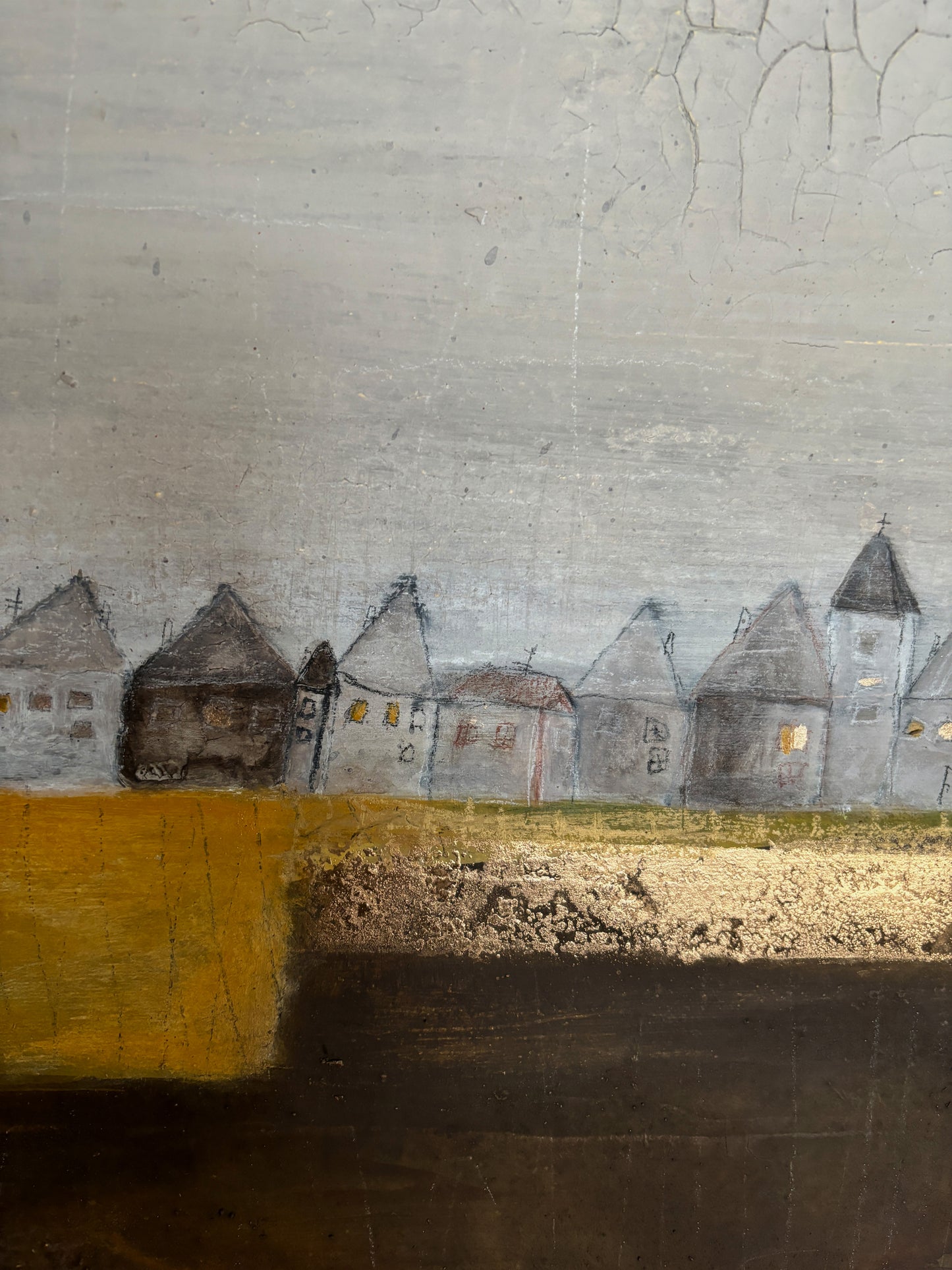 Erdiges Landschaftsgemälde, handgemaltes Unikat, das eine warme, erdende Atmosphäre in Räume bringt.