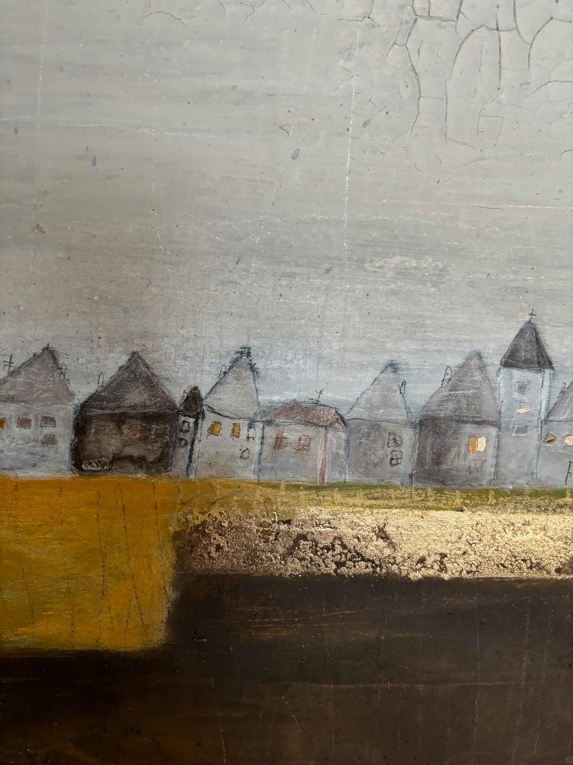 Erdiges Landschaftsgemälde, handgemaltes Unikat, das eine warme, erdende Atmosphäre in Räume bringt.