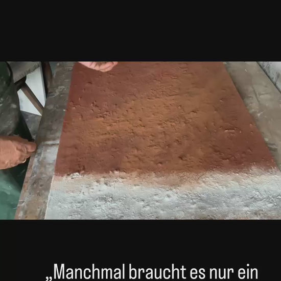 Original Ölgemälde abstrakt Struktur Terrakotta Weiß Am Pinienstrand.