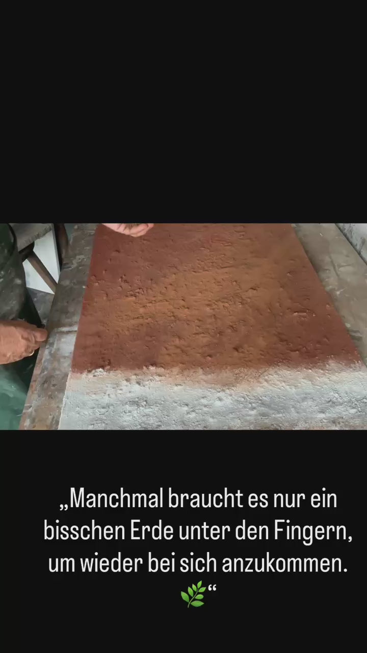 Original Ölgemälde abstrakt Struktur Terrakotta Weiß Am Pinienstrand.