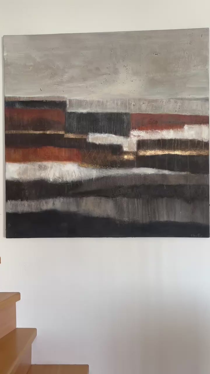 Handgefertigtes Unikat „Erdspuren“ mit sichtbaren Schichtungen und mineralischer Anmutung