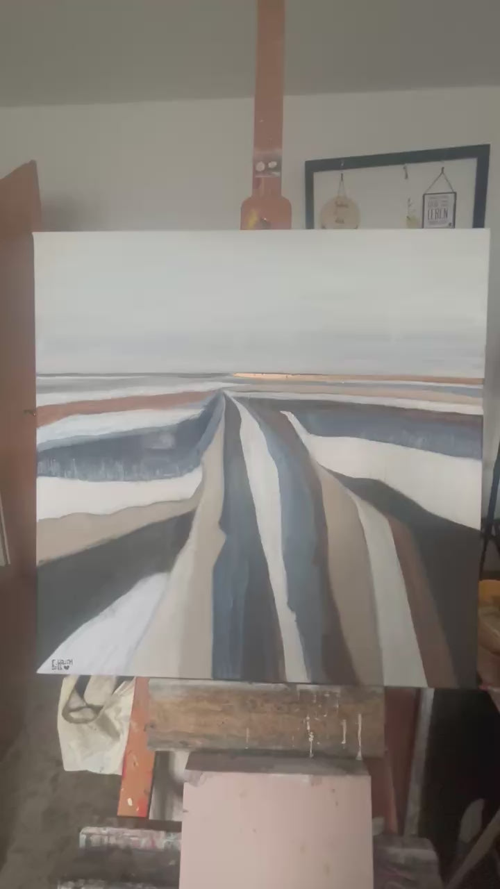„Abstraktes Ölgemälde Winterlandschaft 60x60 cm Naturtöne Winterfelder“ Video