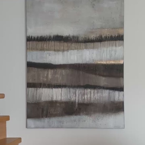 „Handgefertigtes Unikat von Cornelia Hauch, auf Keilrahmen gespannt und fertig zum Aufhängen für moderne Innenräume.“ Video 