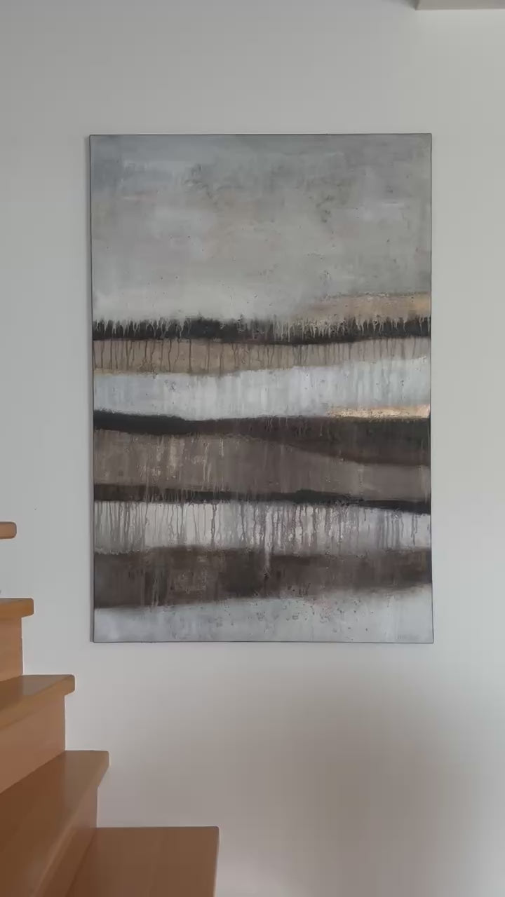 „Handgefertigtes Unikat von Cornelia Hauch, auf Keilrahmen gespannt und fertig zum Aufhängen für moderne Innenräume.“ Video 