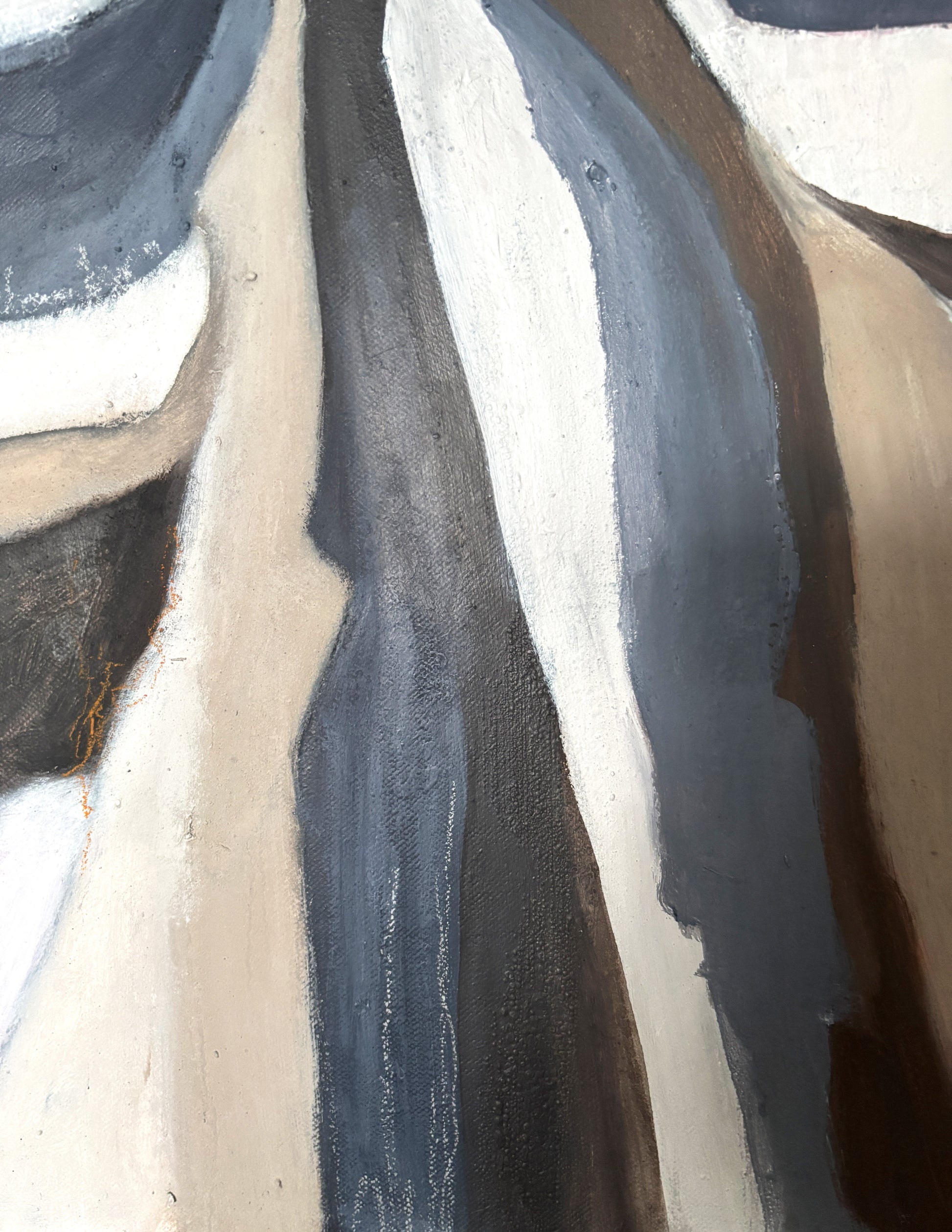 „Das quadratische Kunstwerk Winterfelder im Format 60x60 cm vor einem neutralen Hintergrund.“