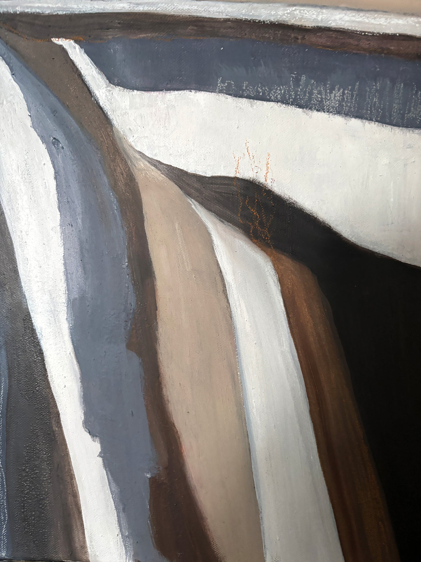  „Seitenansicht des auf Keilrahmen gespannten Winterlandschaft-Gemäldes, 60x60 cm tief.“