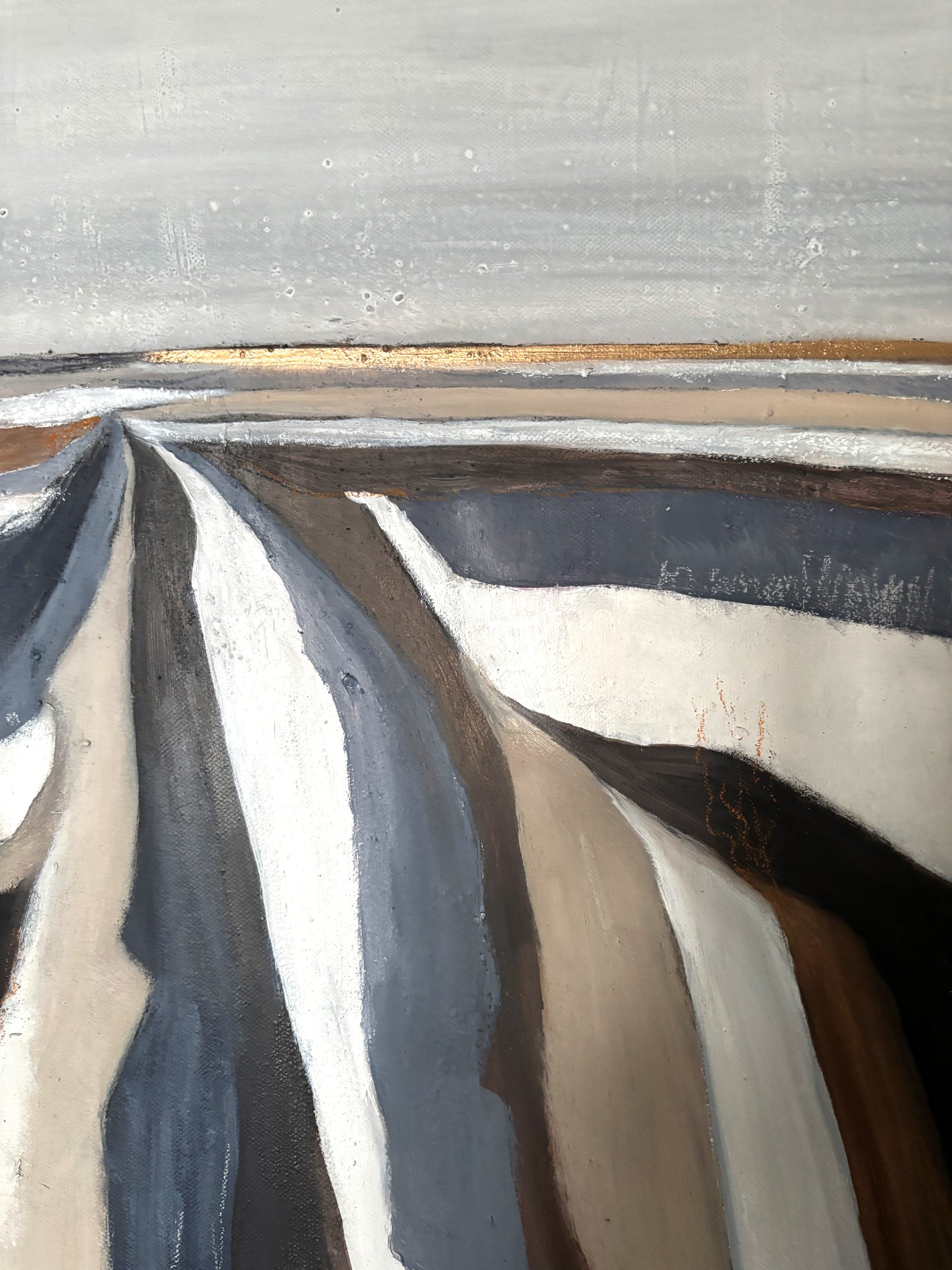 „Abstraktes Originalgemälde Winterfelder 60x60 cm, handgefertigtes Unikat in winterlichen Naturtönen.“