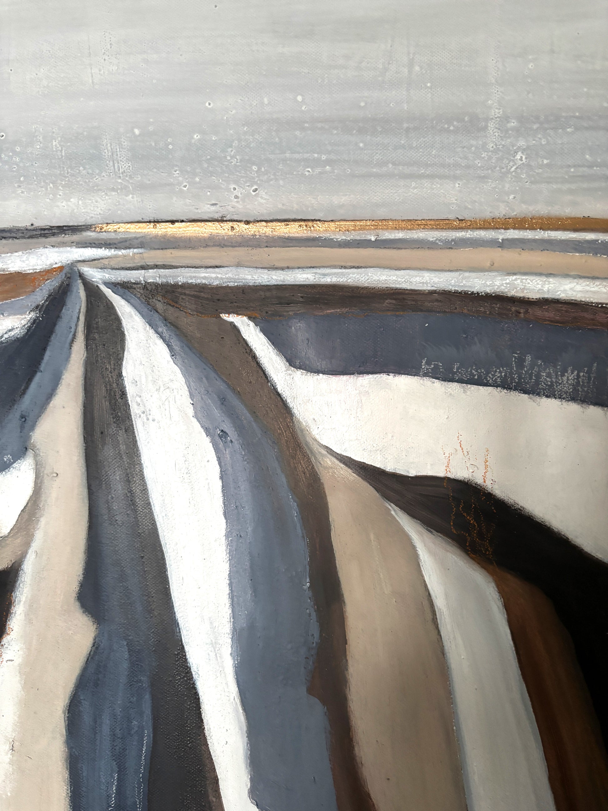 „Abstraktes Originalgemälde Winterfelder 60x60 cm, handgefertigtes Unikat in winterlichen Naturtönen.“